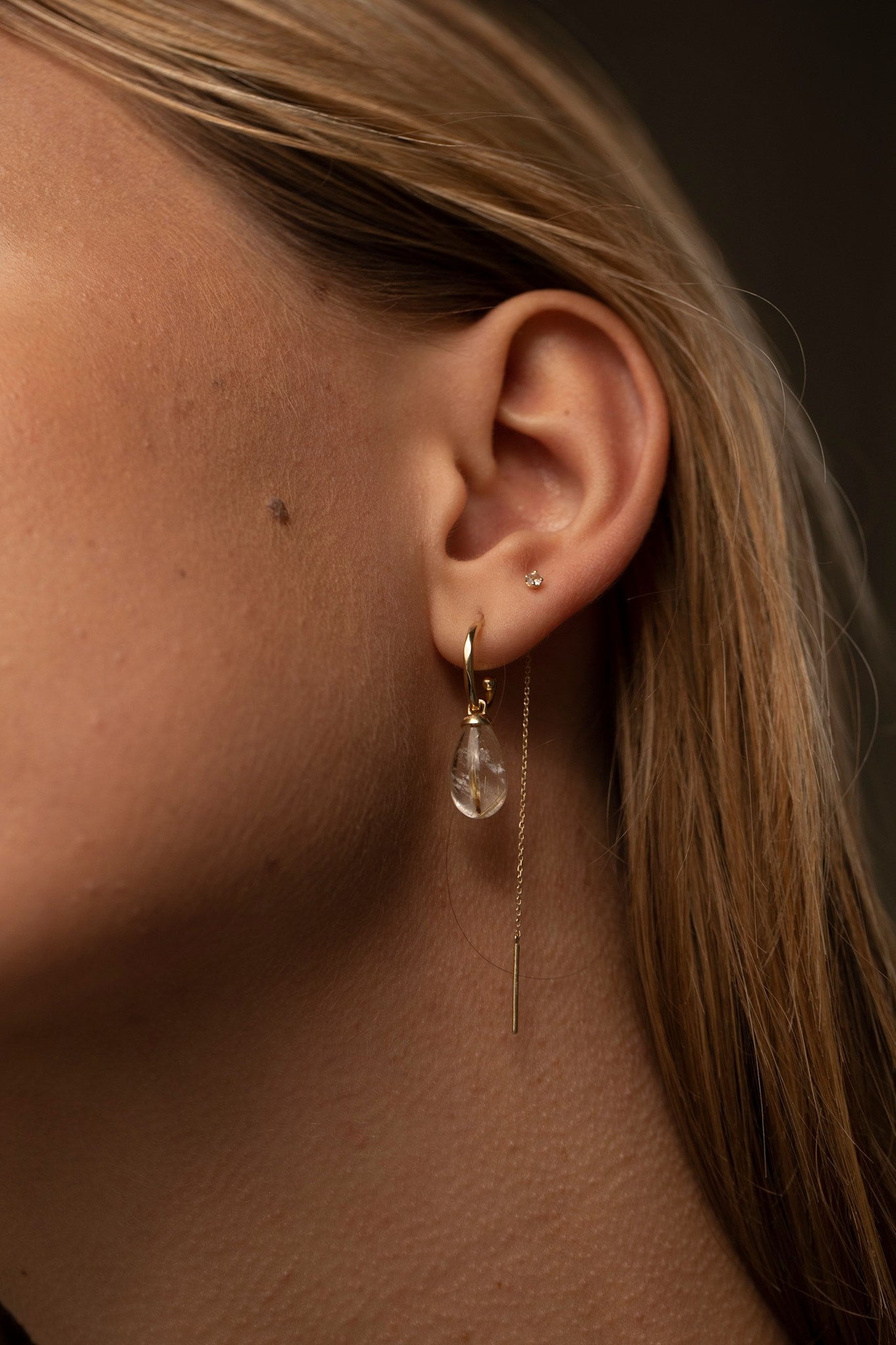 10-Karat Drop charm med Gylden Rutil Kvarts
