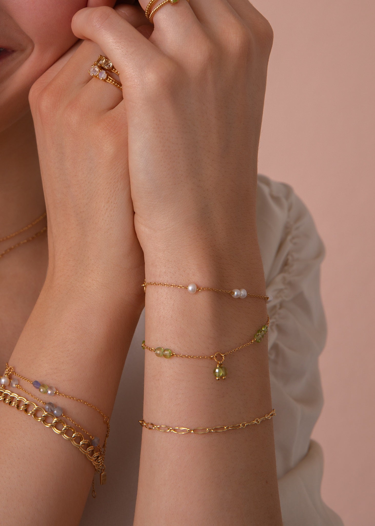 Eiffel armbånd med Peridot - guldbelagt