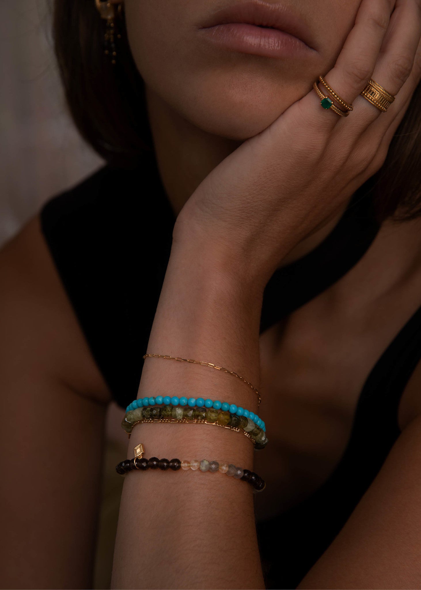 Ocean armbånd med Turkis 19 cm - sølv