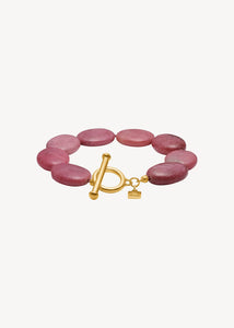 Dragee Maxi armbånd med Rhodonit - guldbelagt