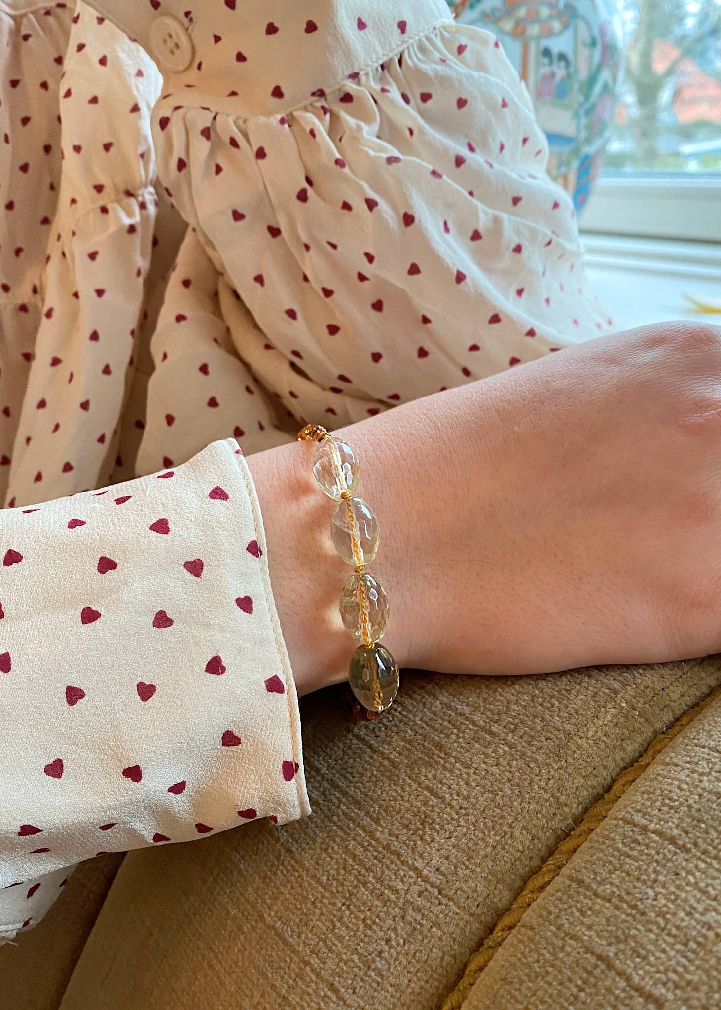 Edith armbånd med Lemon Kvarts og Gul Turmalin - guldbelagt