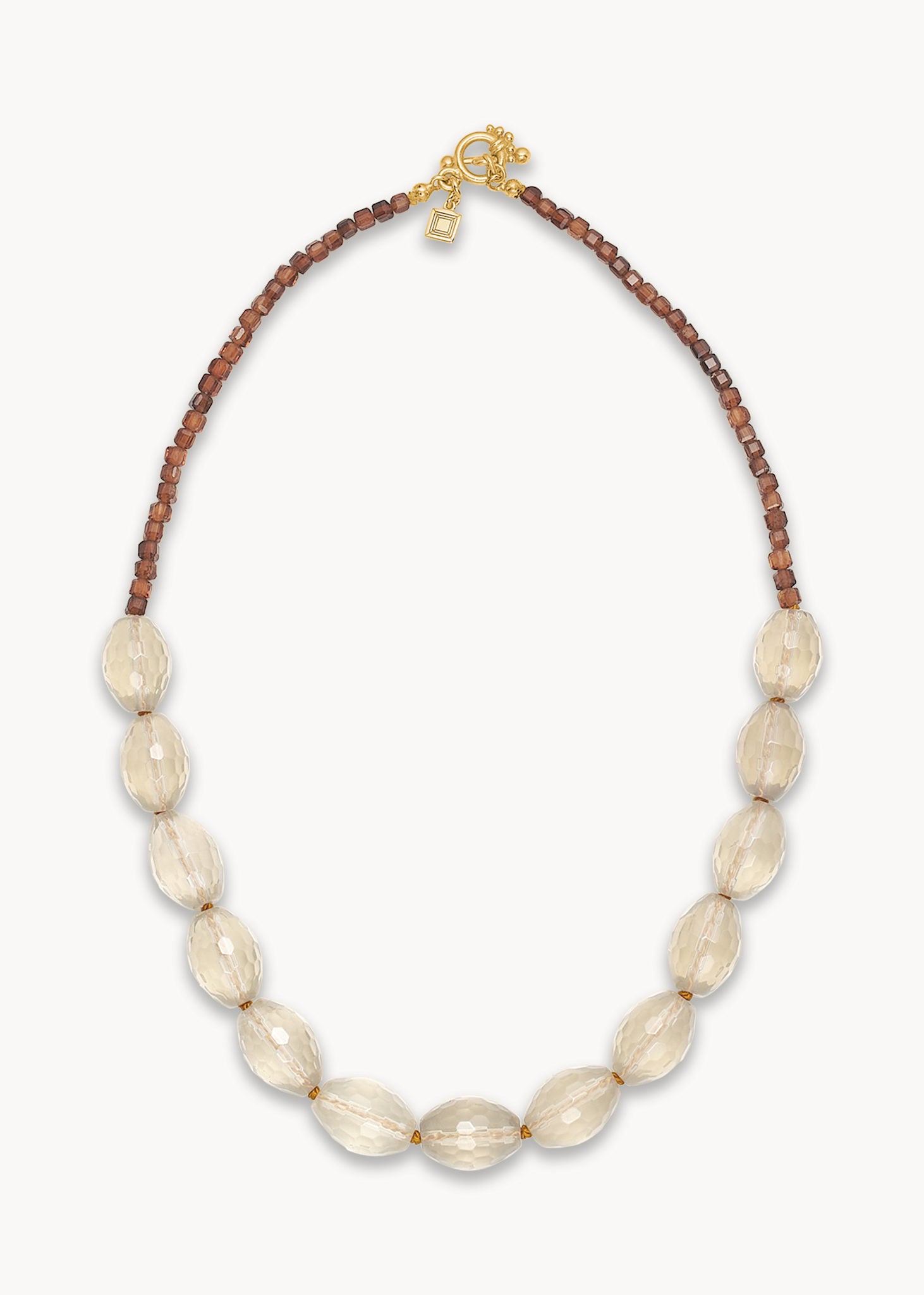 Edith halskæde med Lemon Kvarts og Gul Turmalin - guldbelagt