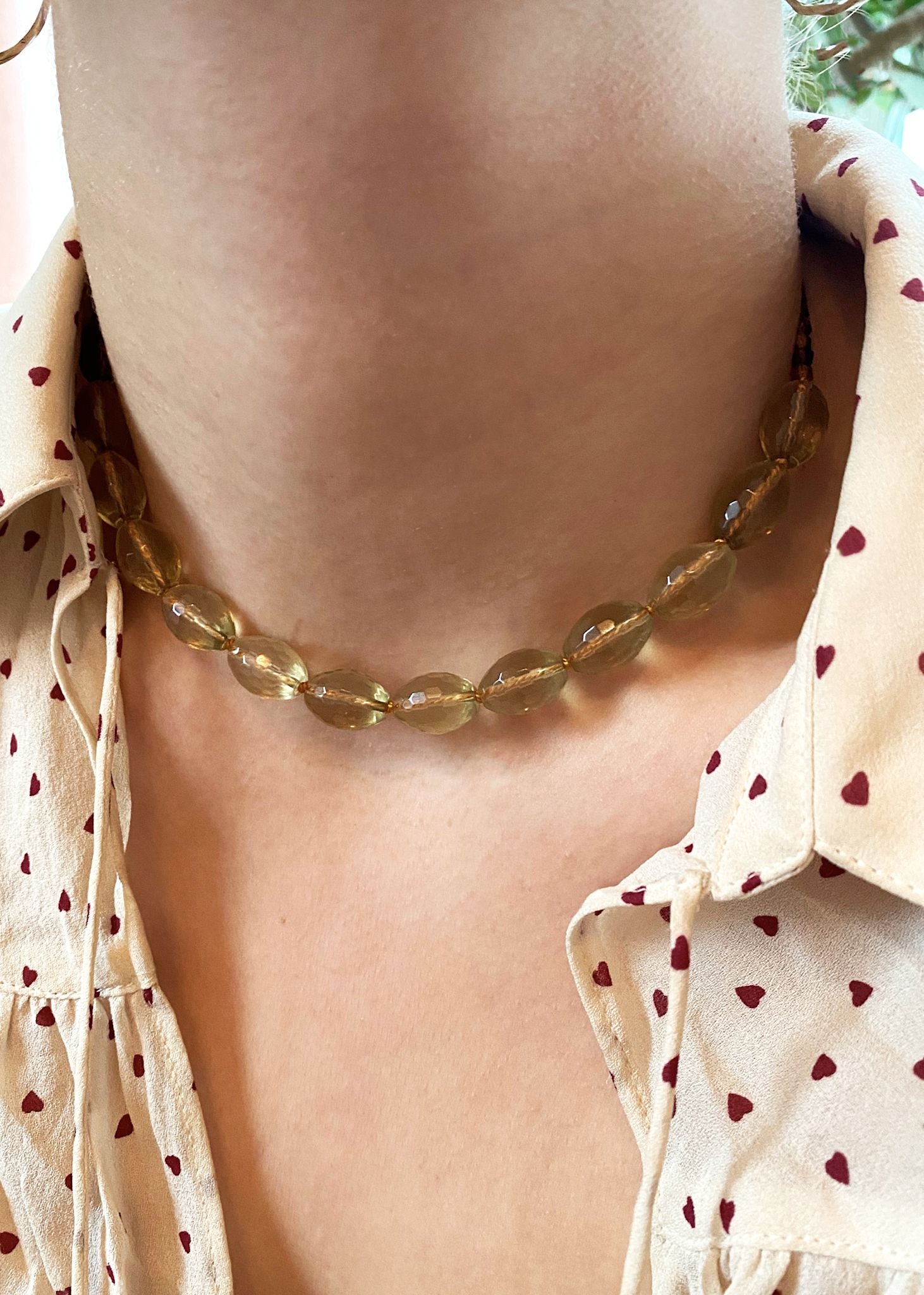 Edith halskæde med Lemon Kvarts og Gul Turmalin - guldbelagt