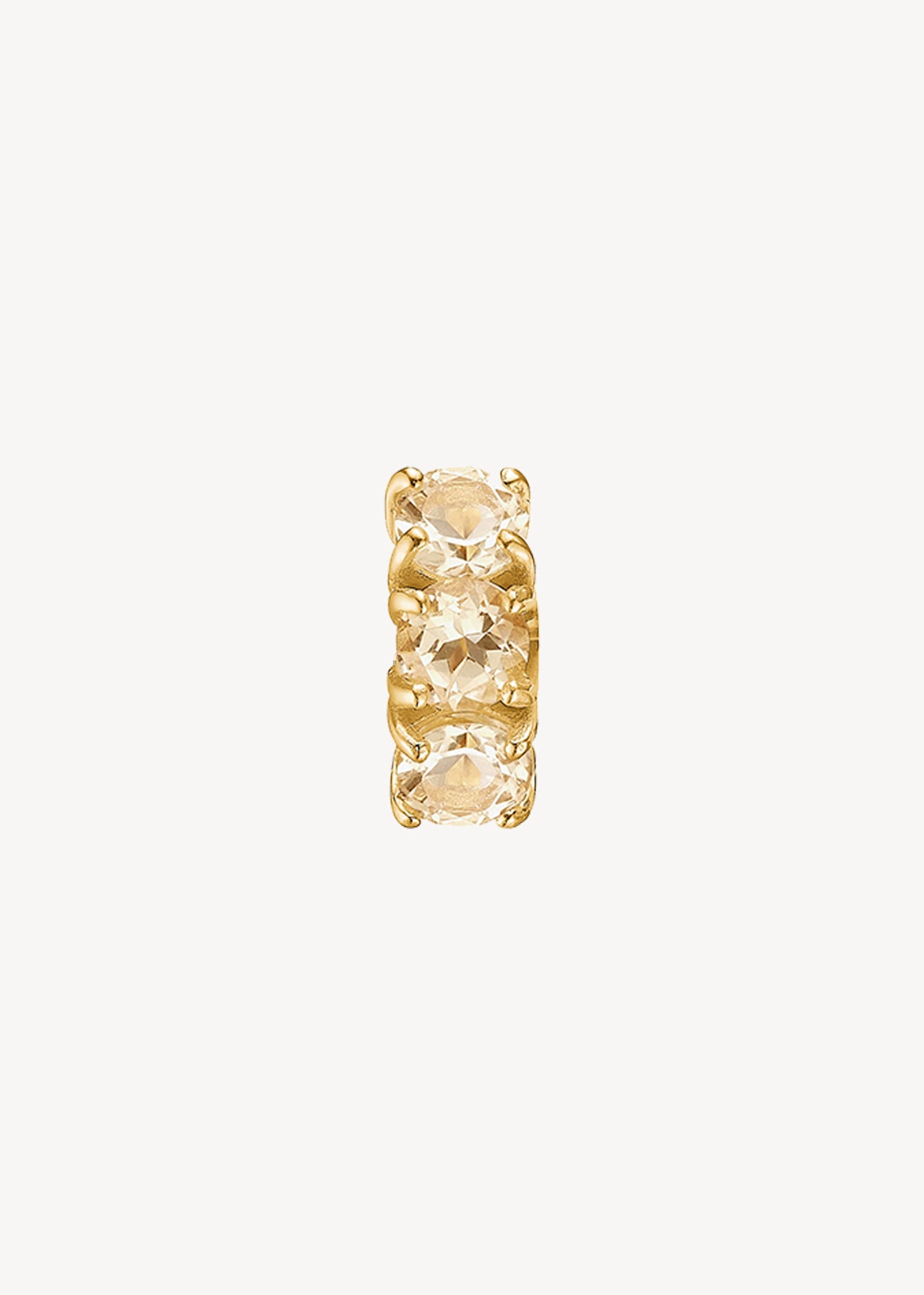 GEM hoop med Champagne Kvarts 1 cm 1 stk - guldbelagt