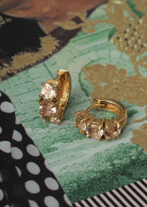 GEM hoop med Champagne Kvarts 1 cm 1 stk - guldbelagt