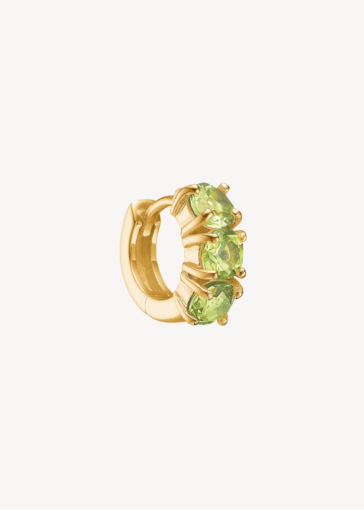 Gem huggie hoops med grøn peridot ædelsten i guldbelagt sterling sølv, elegant chunky gem huggie hoop med grønne sten til ham og hende til festen og konfirmation