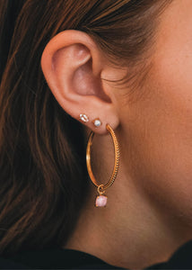 Tara charm med Pink Opal - guldbelagt