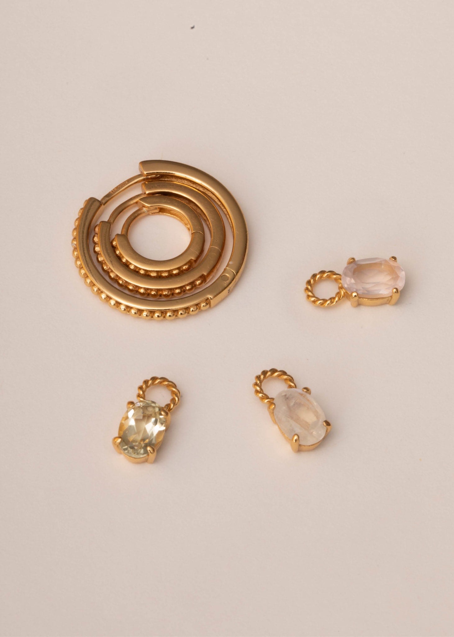 Valentine charm med Lemon Kvarts 1 stk - guldbelagt