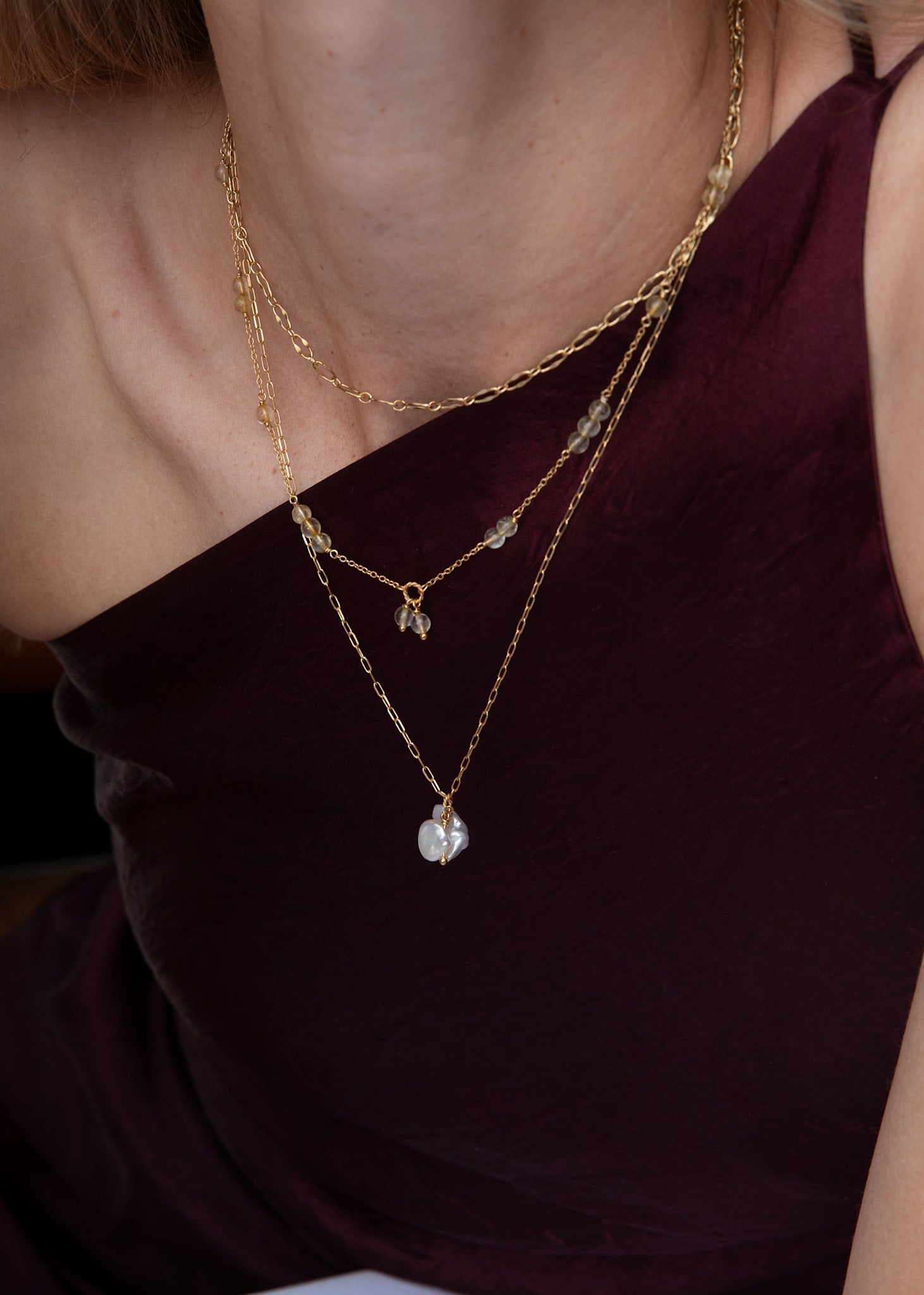 Ines charm med Keshi Perle - guldbelagt