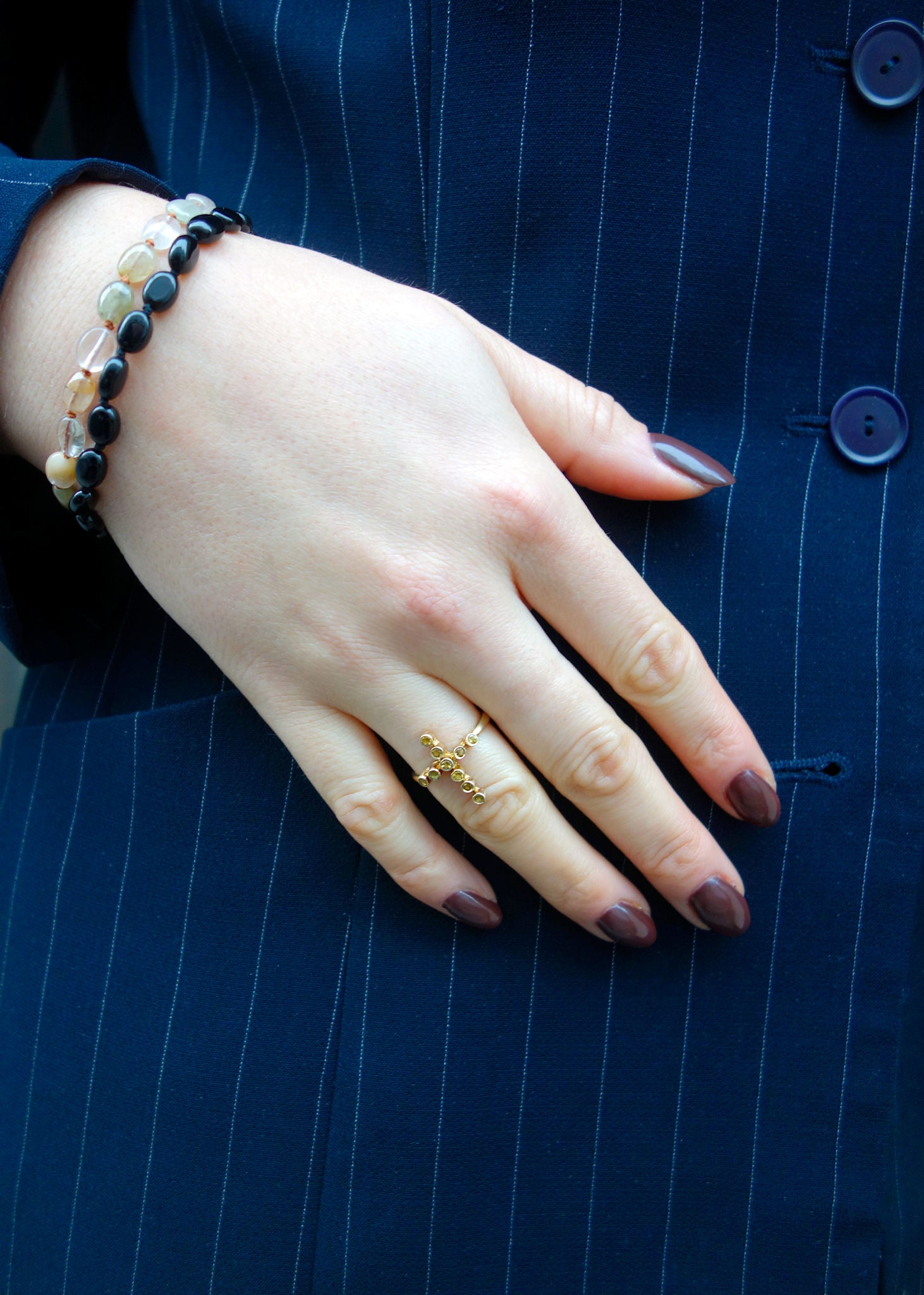 Croix ring med Citrin - guldbelagt