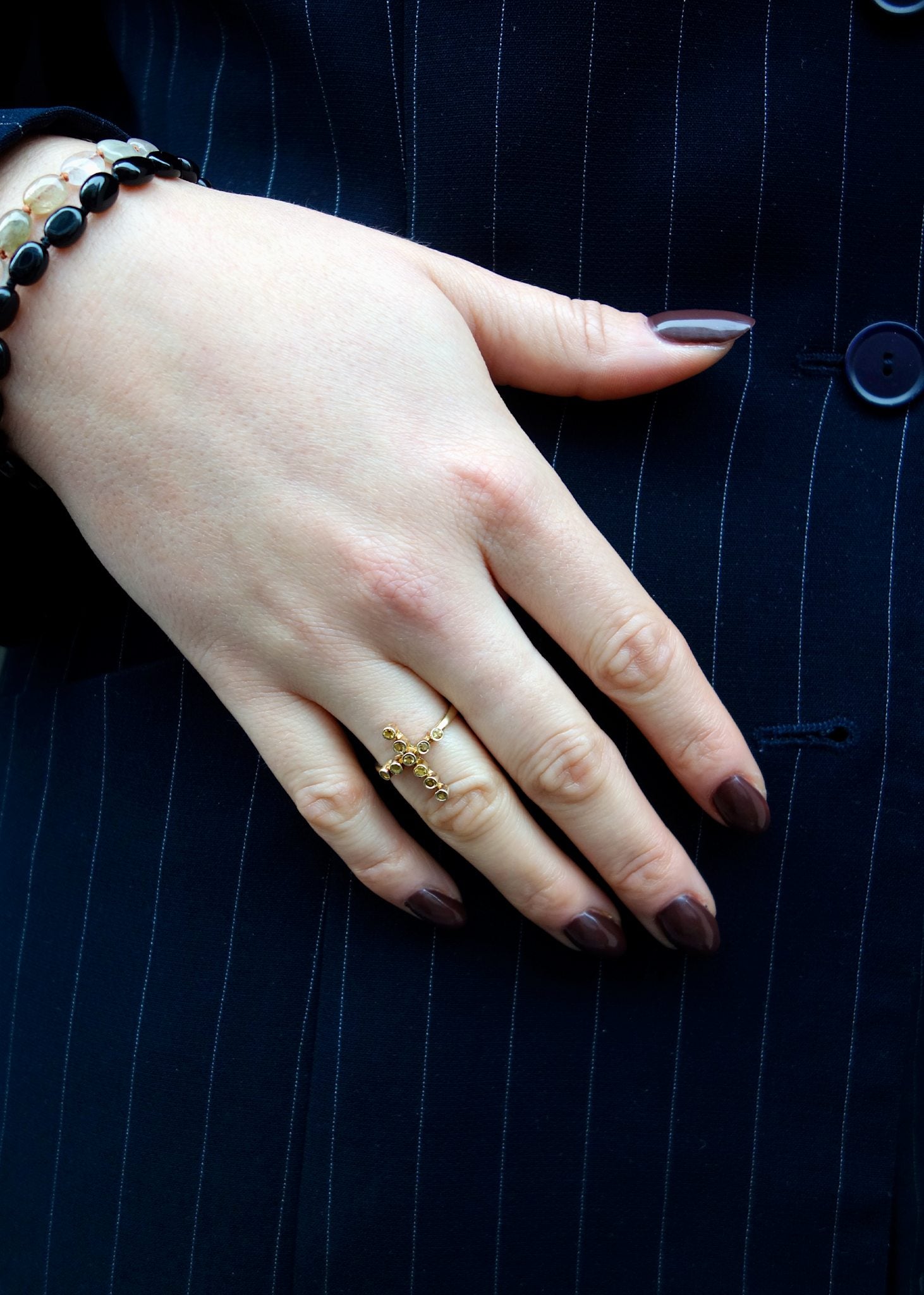 Croix ring med Citrin - guldbelagt