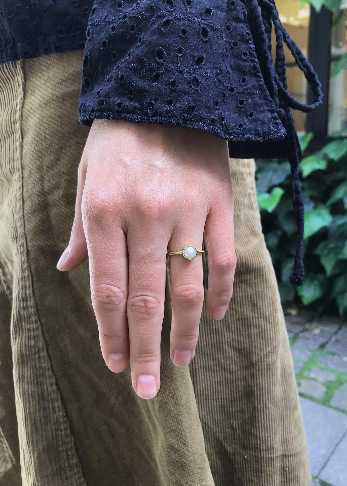 Archive ring med Perle - guldbelagt