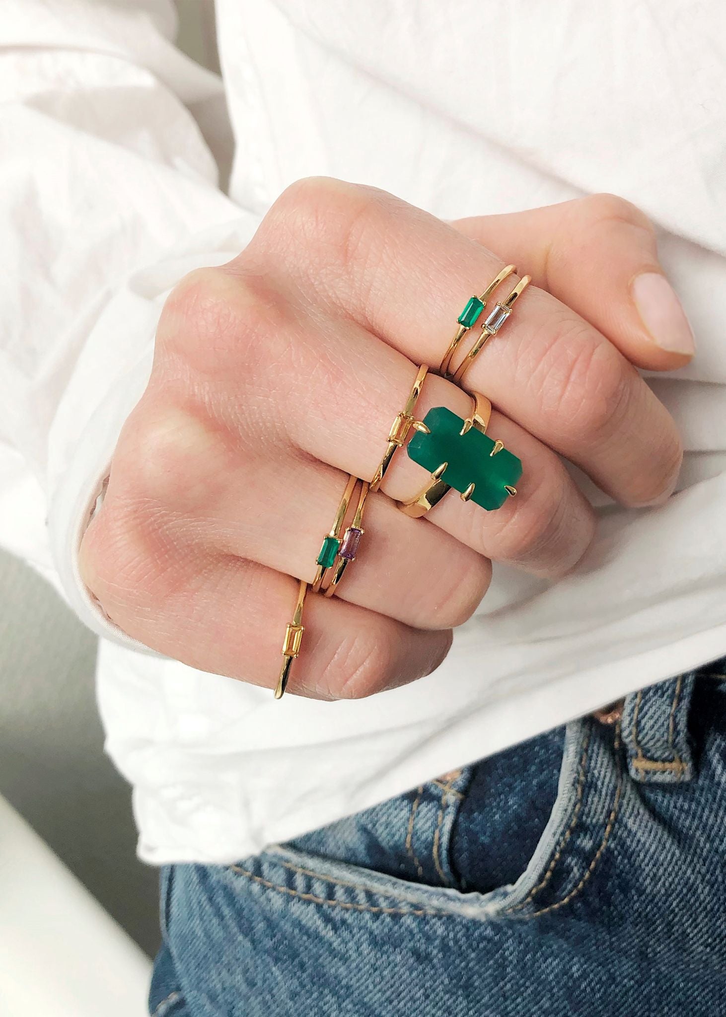 Confetti ring med Citrin - guldbelagt