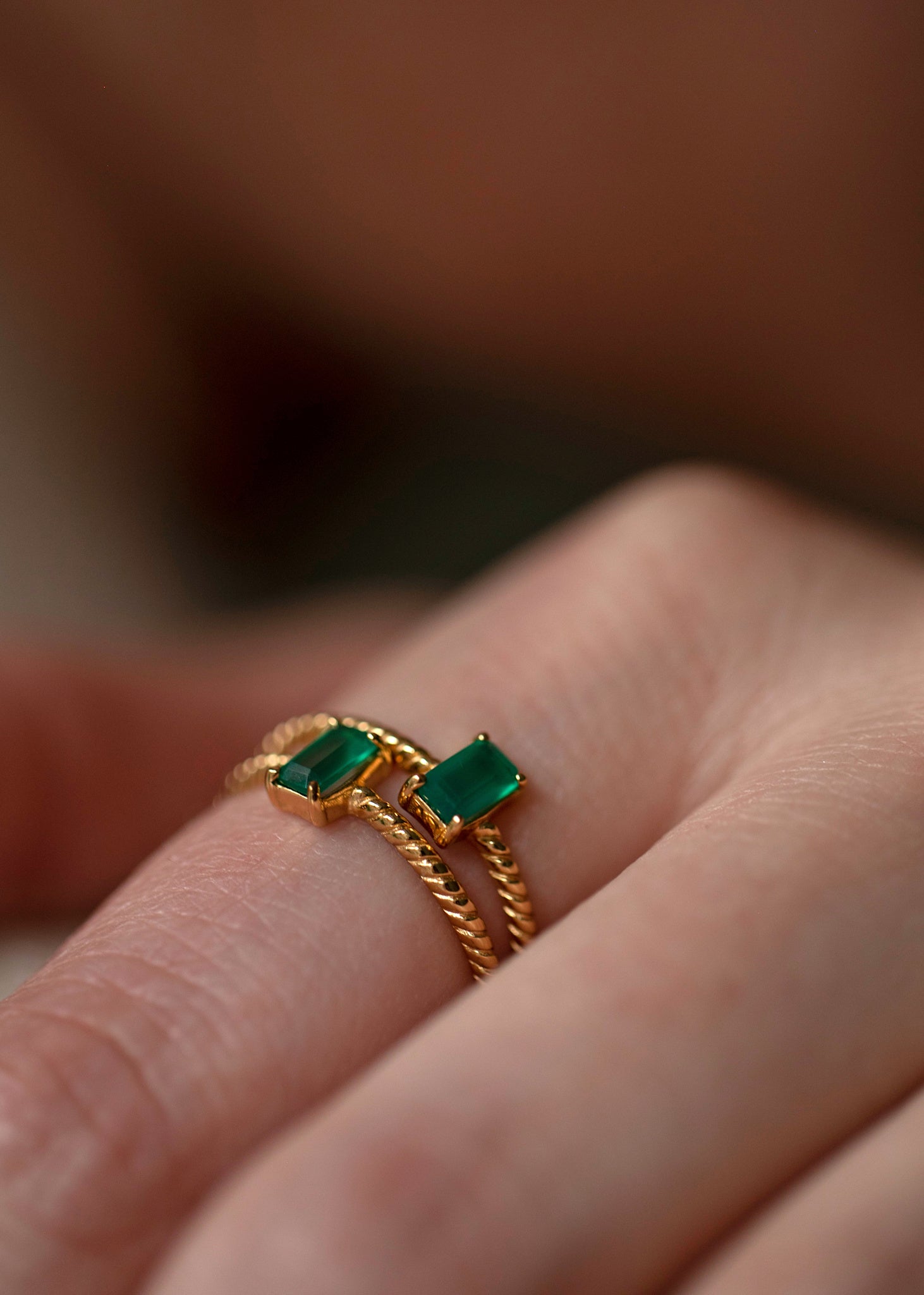 Alaia ring med Grøn Agat - guldbelagt