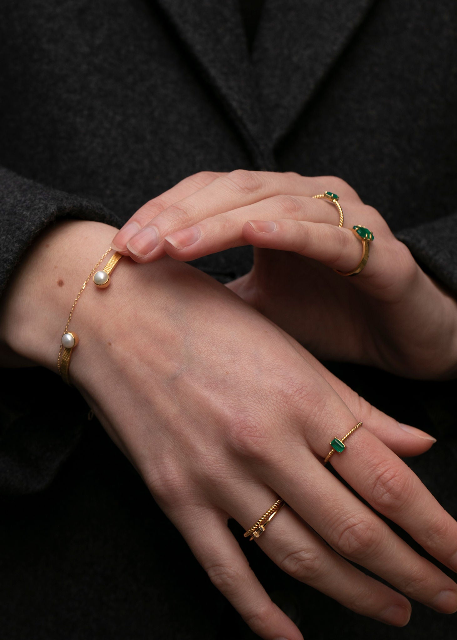Alaia ring med Grøn Agat - guldbelagt