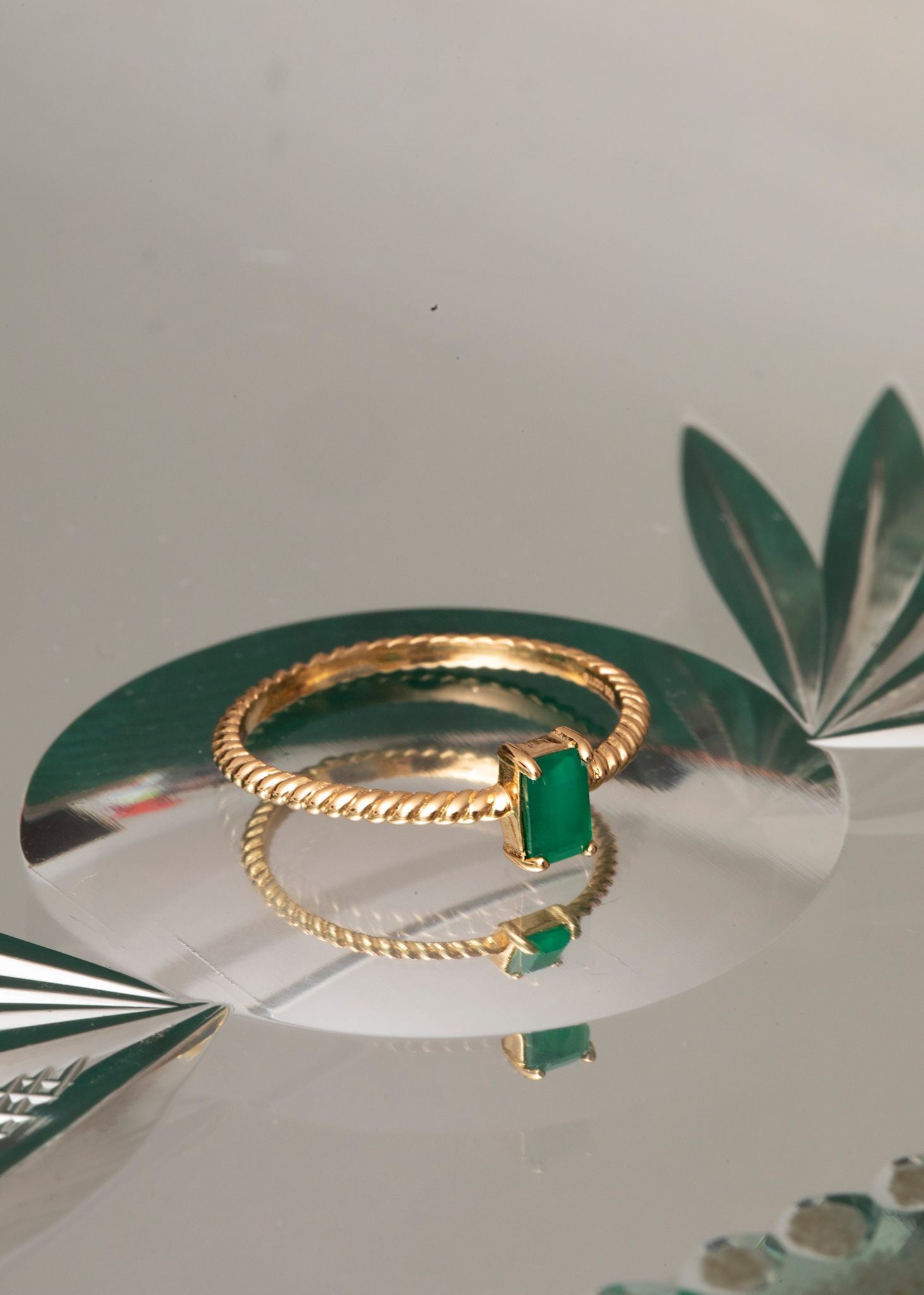 Alaia ring med Grøn Agat - guldbelagt