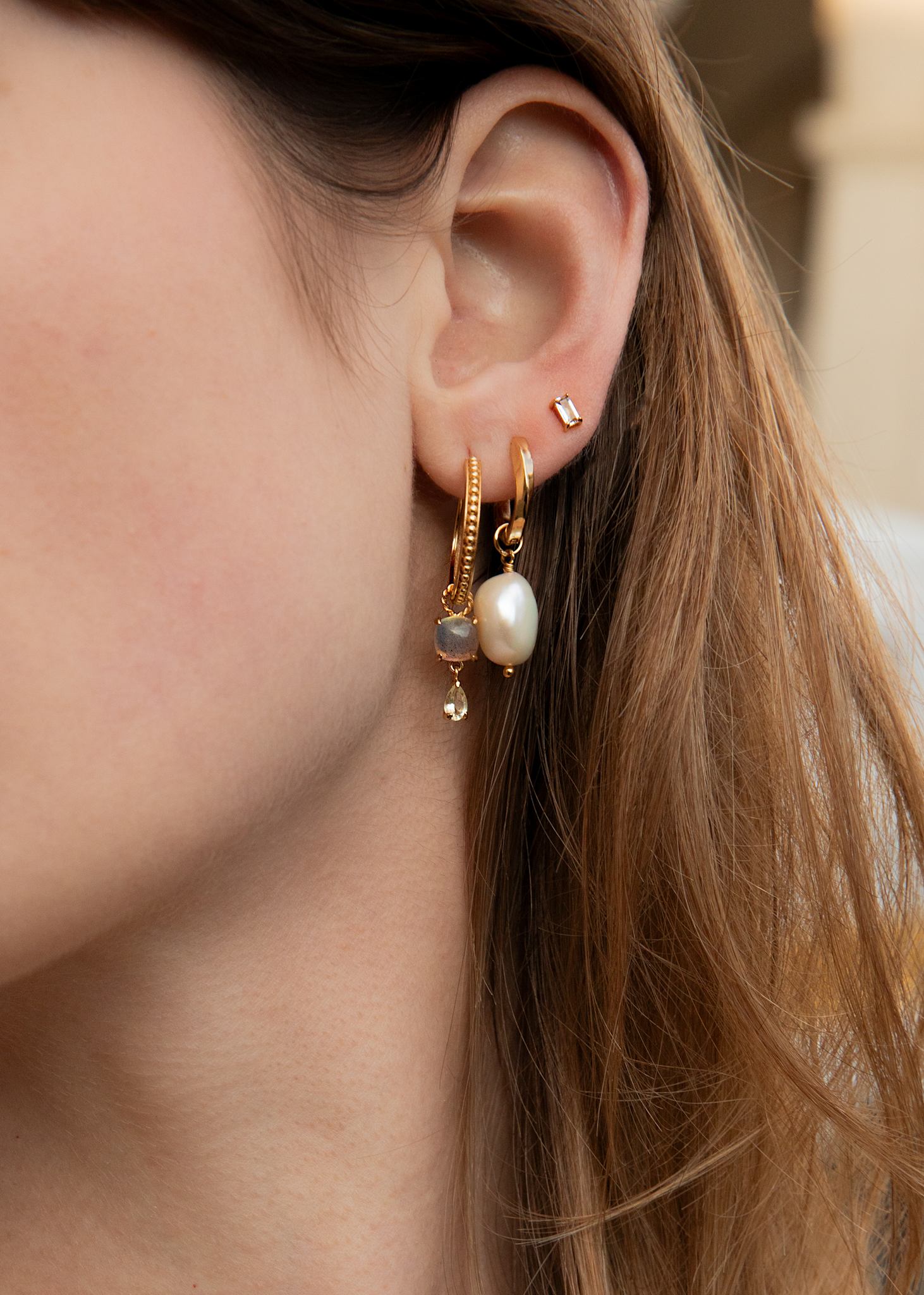 Perleøreringe til hoops og charms fra carré jewellery