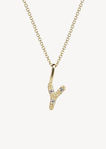Bogstavsvedhæng til halskæder og armbånd i ægte 10 karat guld med bogstavet Y sat med tre diamanter, perfekt gave til hende, dåbsgave og gave til mor