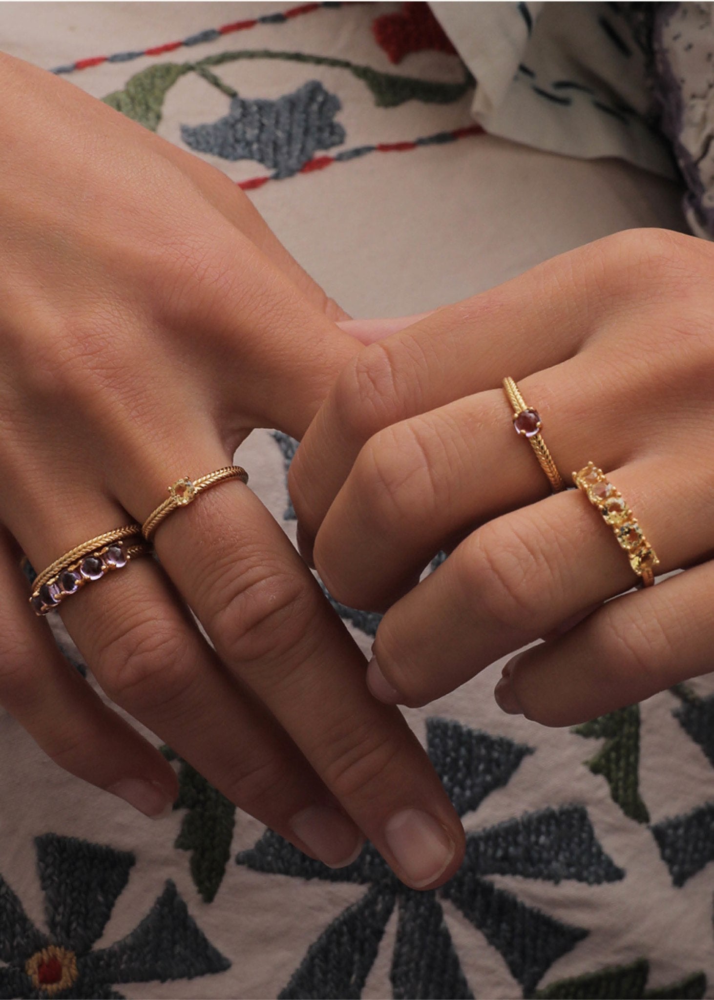 Guldbelagte sølv ringe fra carré jewellery med ægte ametyst ædelsten til ham og hende