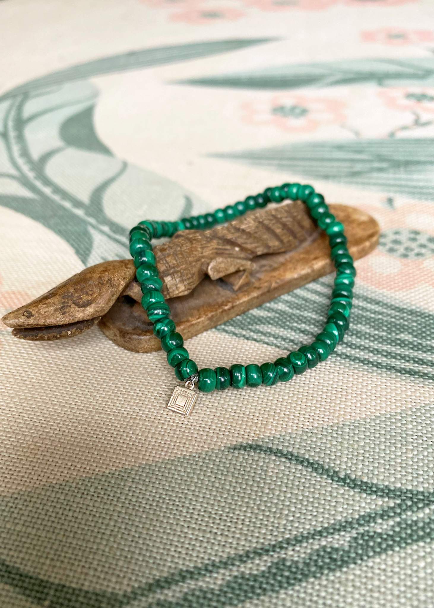 Limpopo armbånd med Malakit 19 cm - sølv