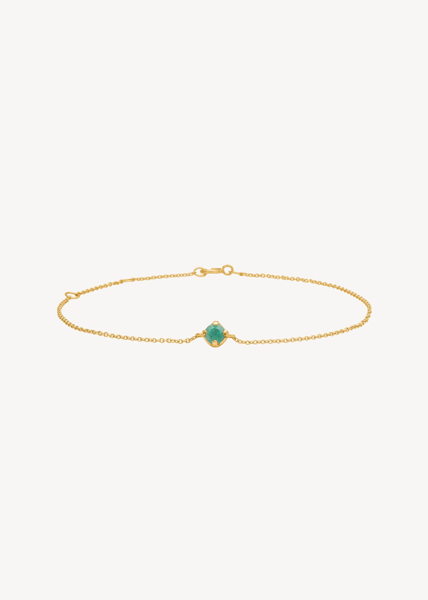 Armbånd i 10-karat ægte guld med maj måneds fødselssten, grøn smaragd ædelsten, perfekt gave til hende med fødselssten