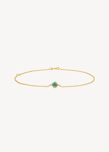 Armbånd i 10-karat ægte guld med maj måneds fødselssten, grøn smaragd ædelsten, perfekt gave til hende med fødselssten