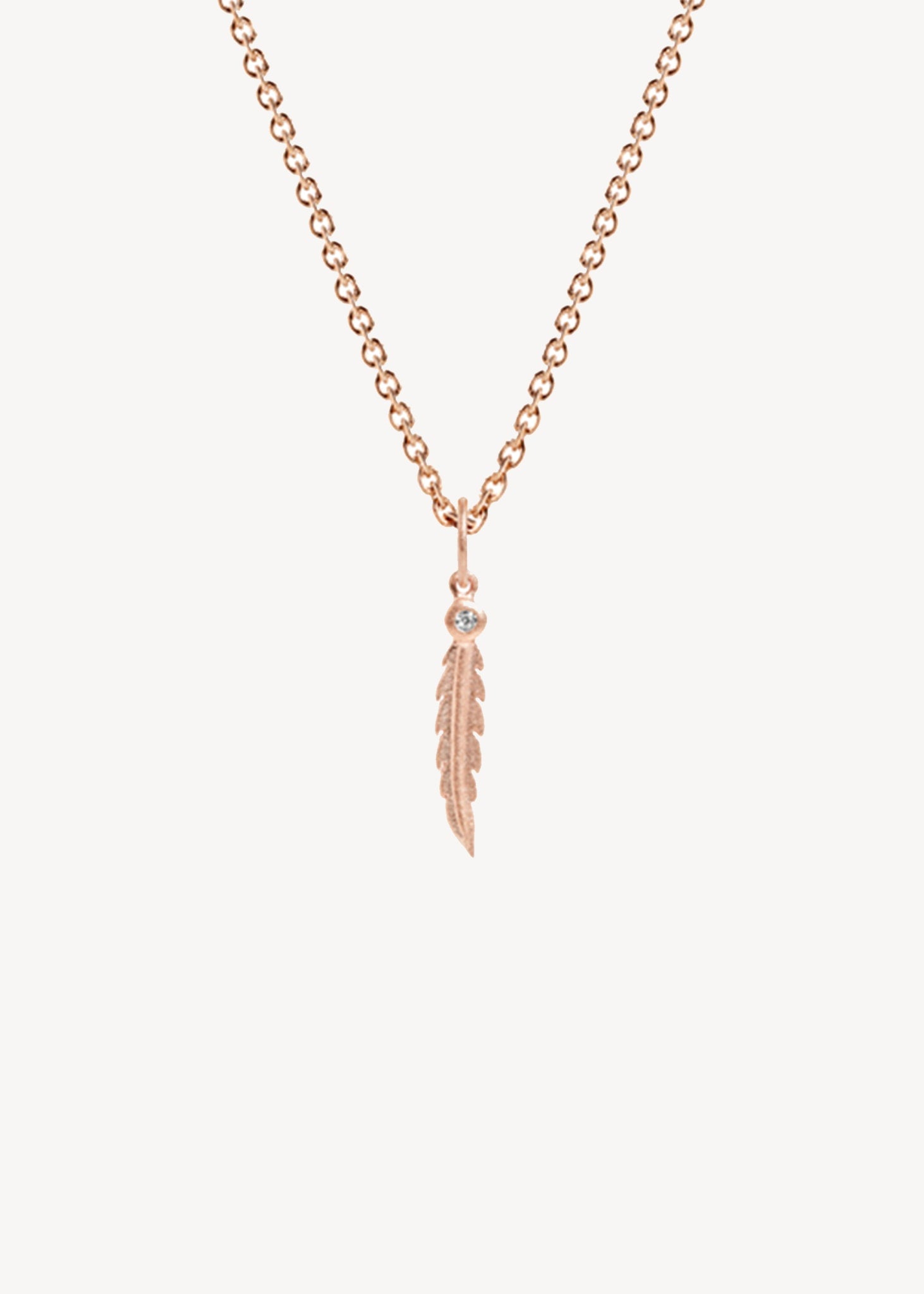 10-Karat rosaguld Feather vedhæng med Diamant