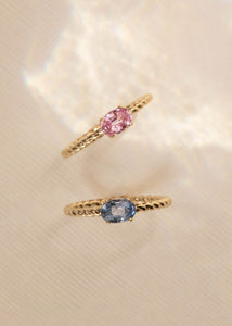 10-Karat Tresser ring med Pink Safir