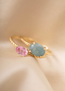 10-Karat Tresser ring med Pink Safir