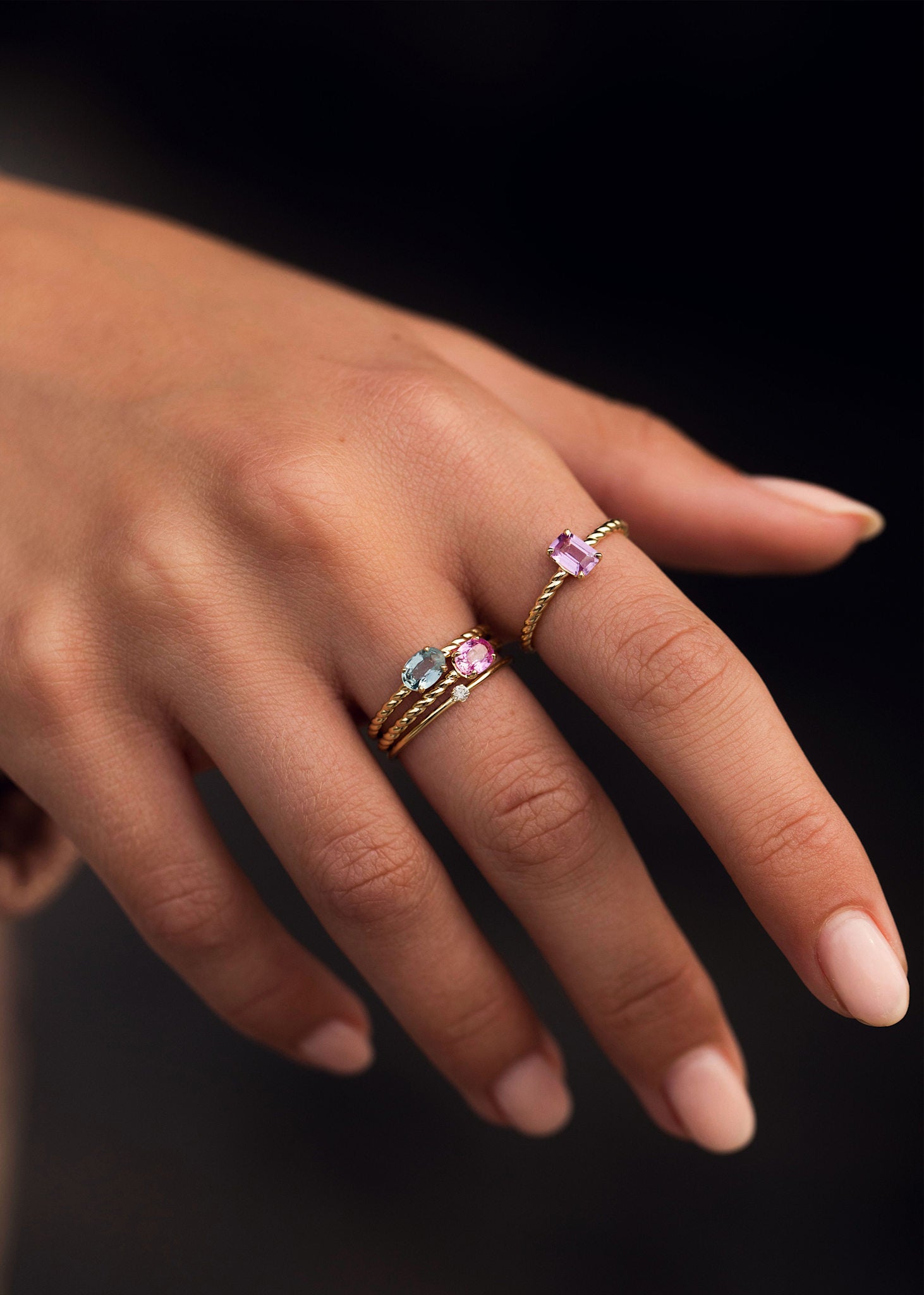 10-Karat Ada ring med Pink Safir