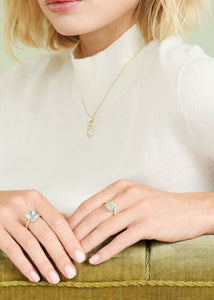 10-karat Bubble ring med Akvamarin -10x8mm