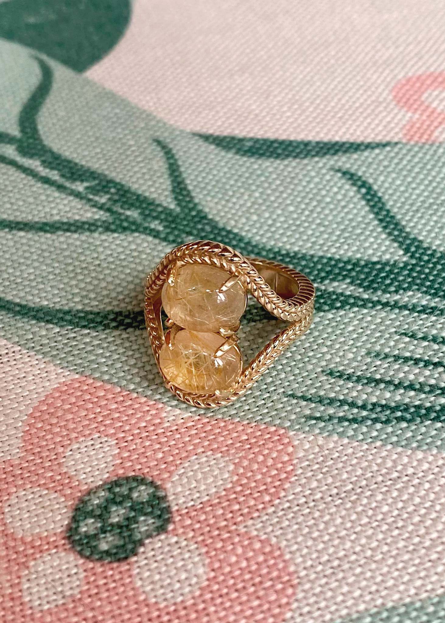 10-karat Double Bubble ring med Gylden Rutil Kvarts