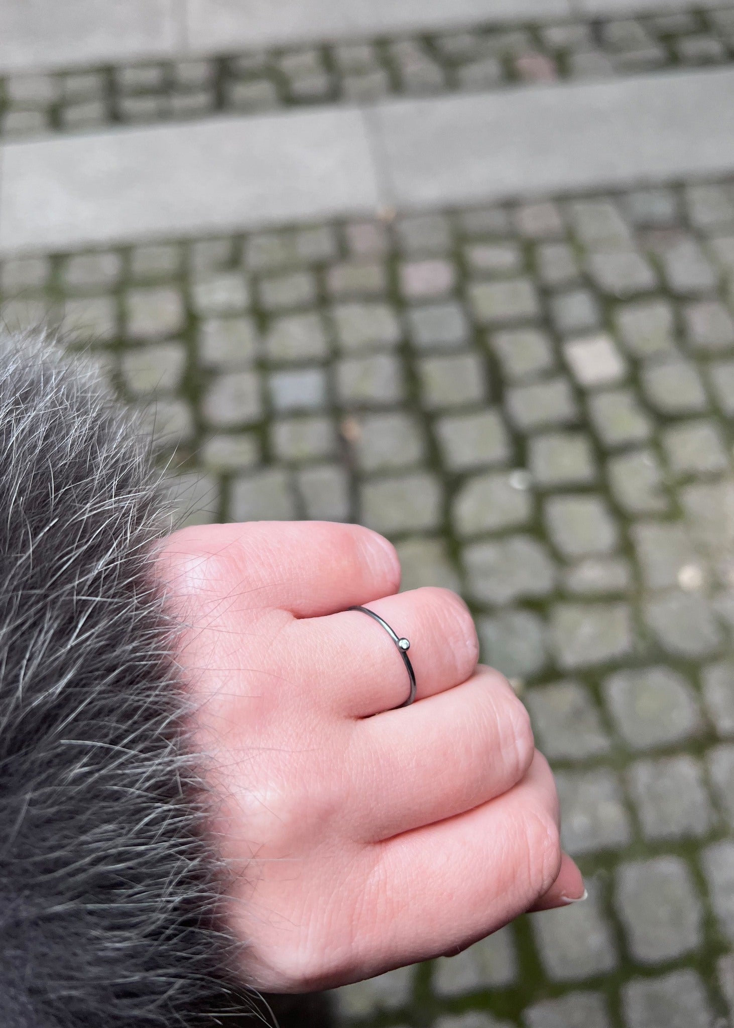 Mary ring med Diamant - oxideret sølv