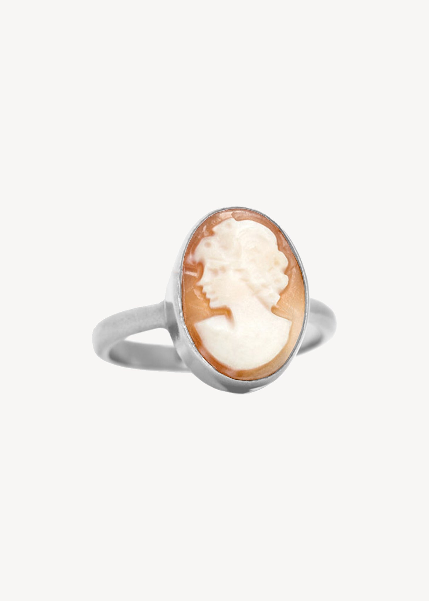 smuk ring i sterling sølv med italiansk camé eller cameo i vintage stil med et klassisk buste motiv