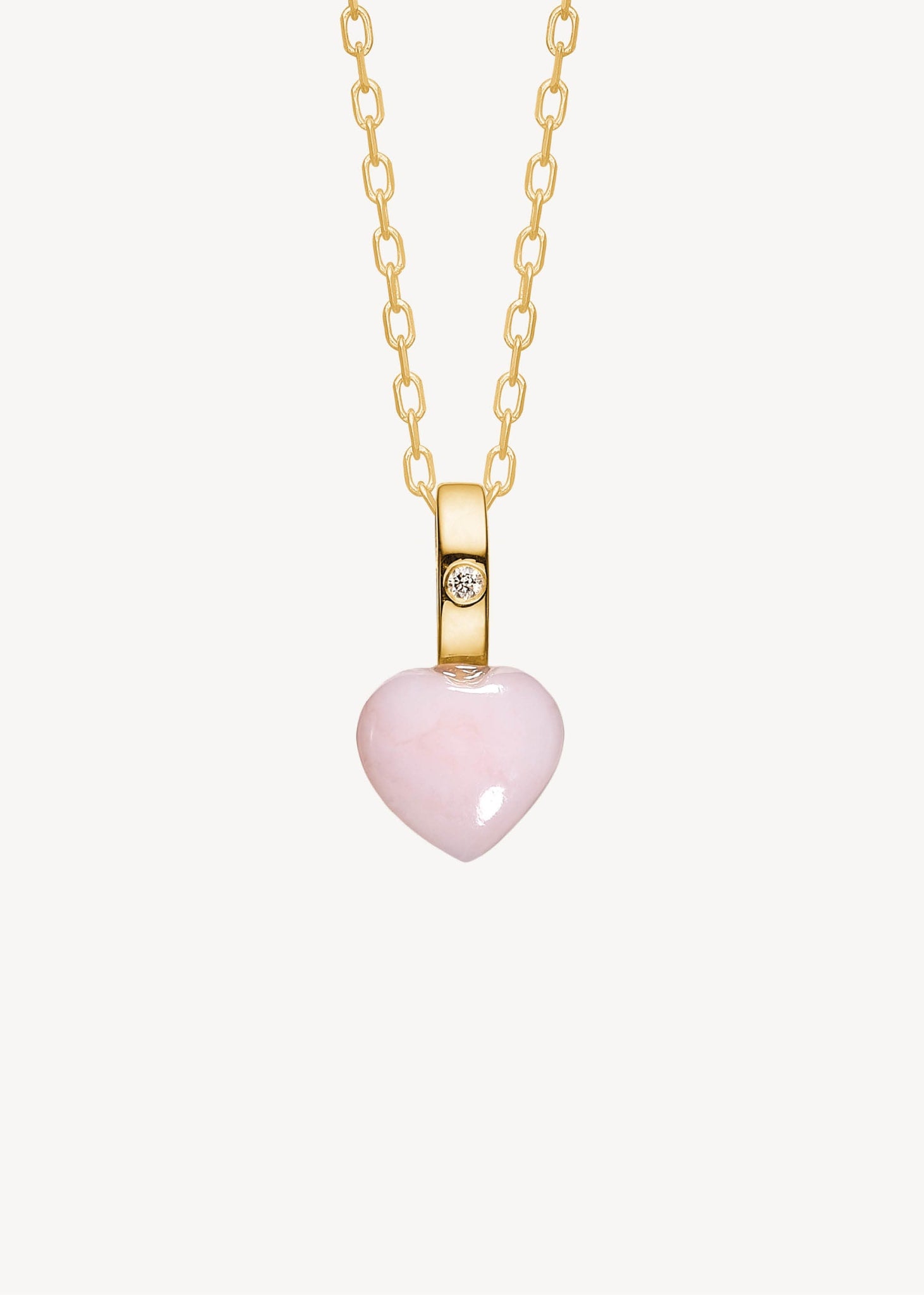 10-Karat Heart vedhæng med Pink Opal og Diamant