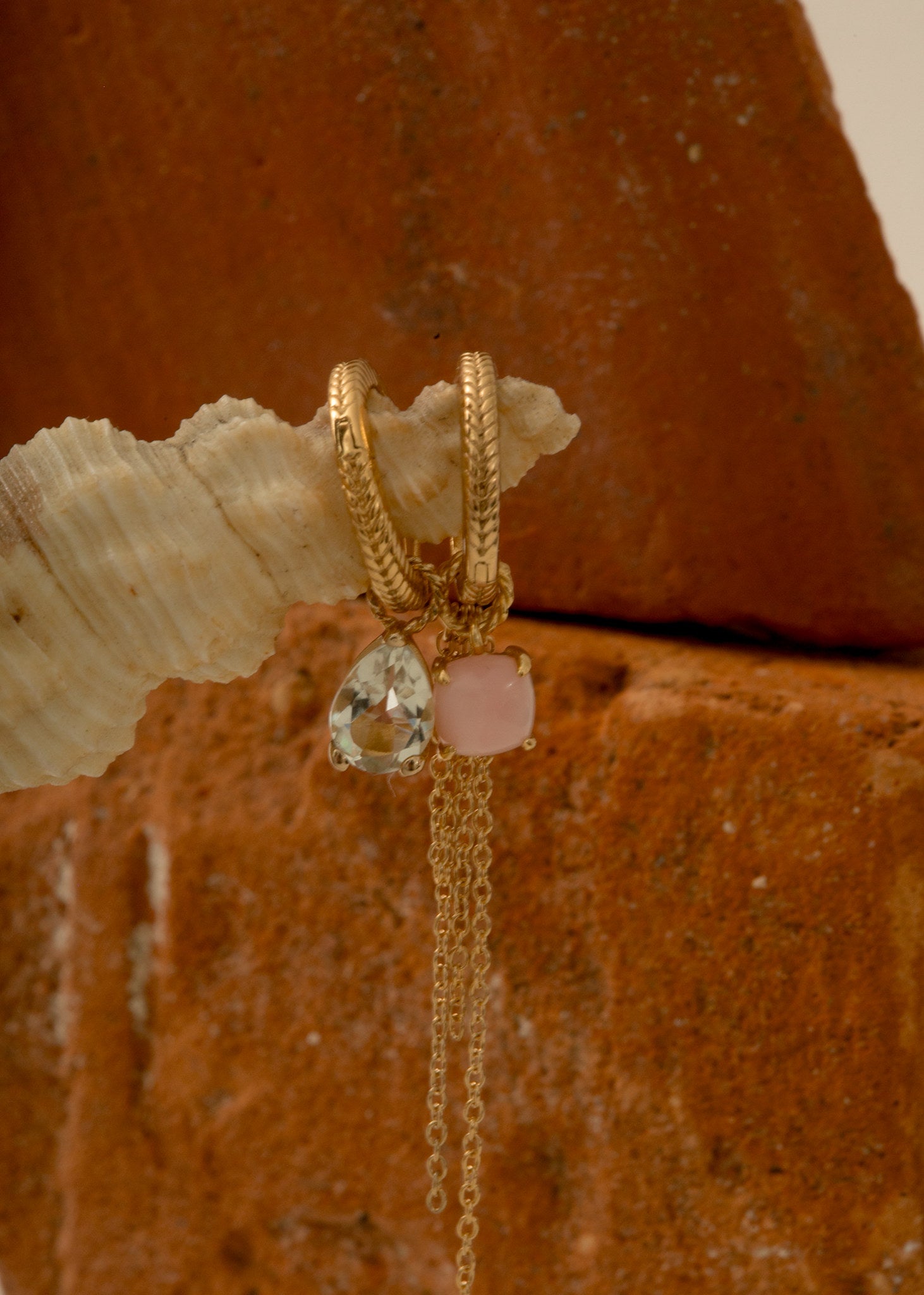 Pirus charm med Prasiolit - guldbelagt