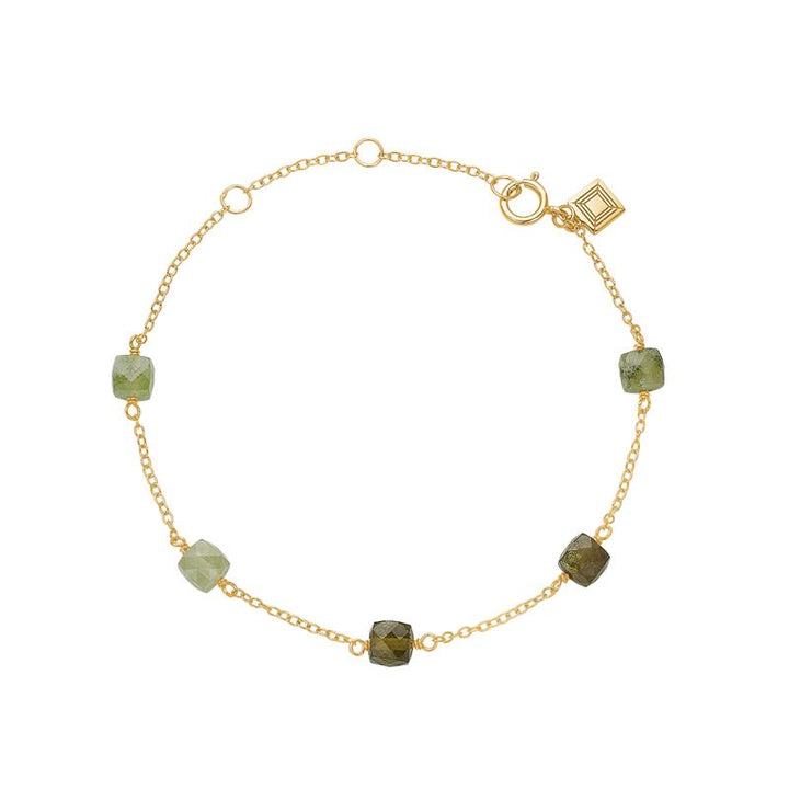 Salome armbånd med Grøn Granat - guldbelagt