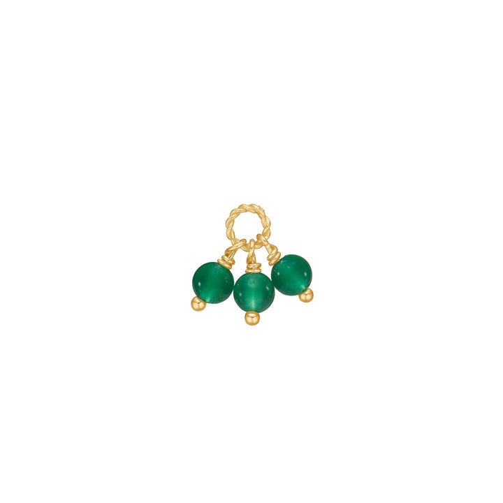 Triad charm med Grøn Agat - guldbelagt