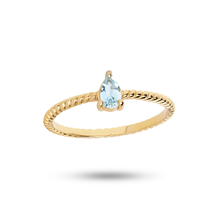 Aqua ring med Blå Topas - guldbelagt
