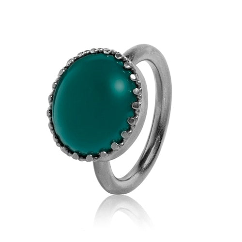 Ceos ring med Grøn Agat - oxideret sølv