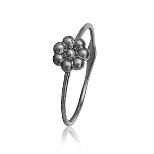 Floral ring - oxidised silver