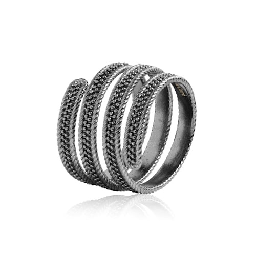 Twist Shield Ring - oxidised silver