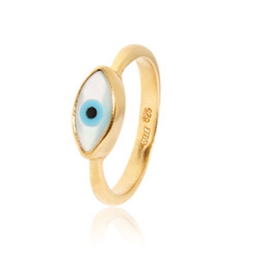 Evil Eye ring med perlemor - guldbelagt