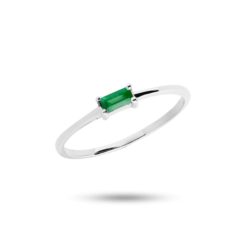 Confetti ring med grøn Agat - sølv